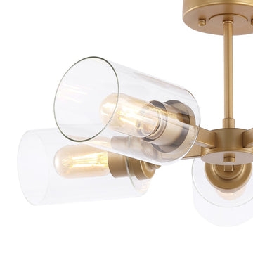 Jaymes 20" Farmhouse Industrial Iron Cylinder LED Semi Flush Mount - JONATHAN Y